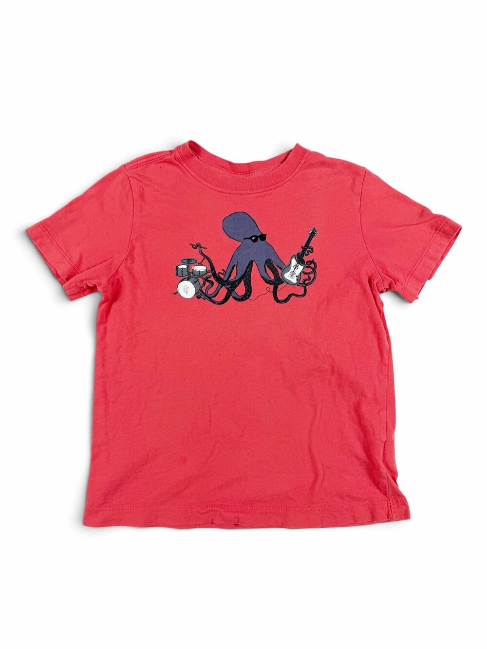 Hanna Andersson Octopus Rock Band Graphic T-Shirt Red Size 6-7 year